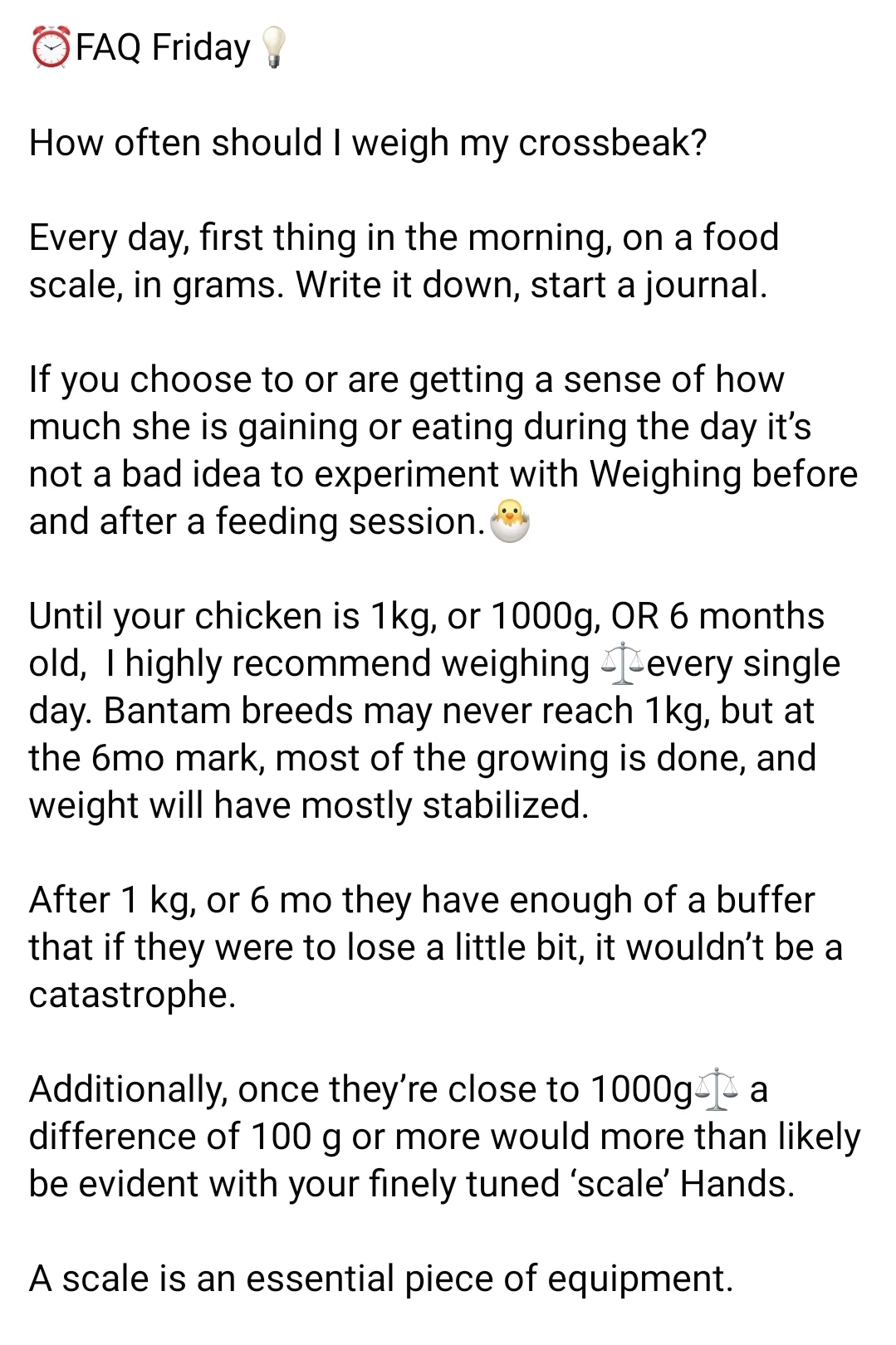 Credit to these pics: FB group Crossbeak Poultry in Motion