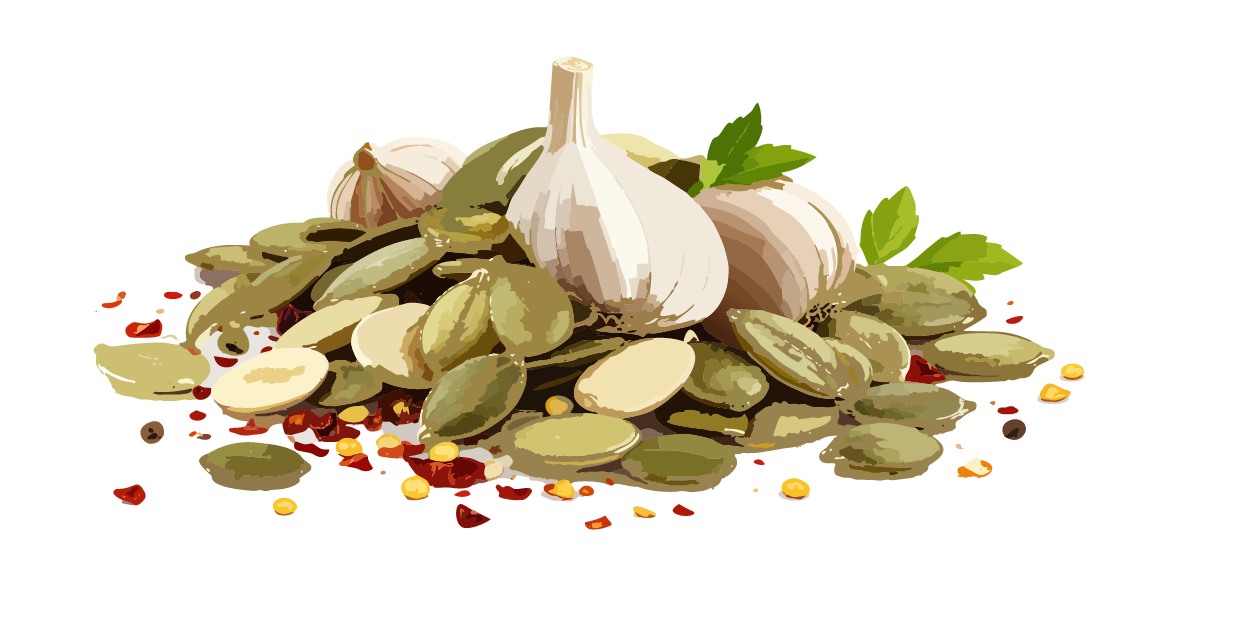 avmaskar inte pumpafrön vitlök chili flakes